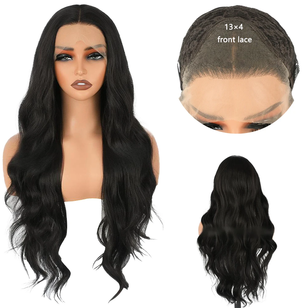 Perruque Lace Front synthétique ondulée 13 × 4HD, 26 pouces, densité 180%, adaptée aux perruques de jeu de rôle quotidiennes pour femmes, résistantes à la chaleur
