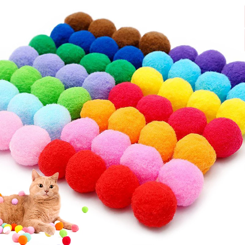 10~60pcs Cats Toys Interactive Training Toy for Pet Kitten Creative Balls Games Stretch Plush Ball Toys Pet Supplies TMZ