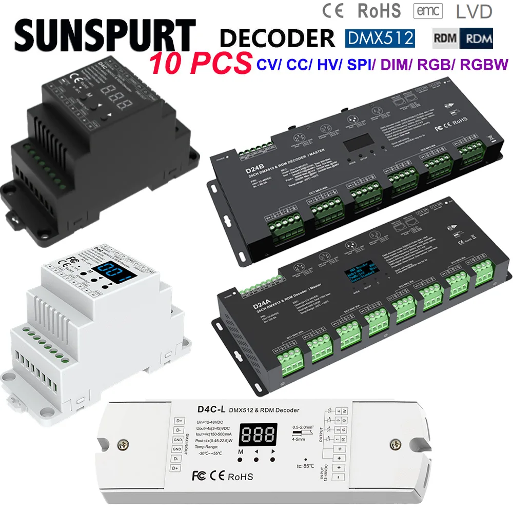 DSA RGB RGBW IC pixel DMX512 to SPI Decoder DMX signal converter 5-24V WS2812 WS2815 WS2811 LED strip controller digital display