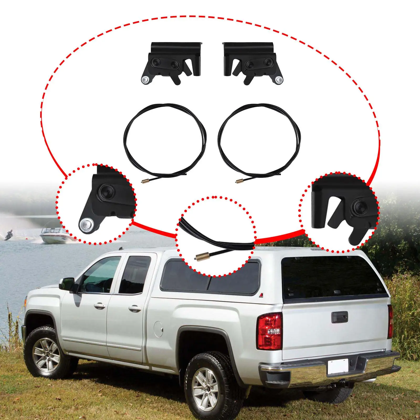 

Комплект для прямой замены: поворотный замок и трос для крышки кузова грузовика, прочный ремонтный комплект для задней двери, для фиберглассового тентовального покрытия Leer 700