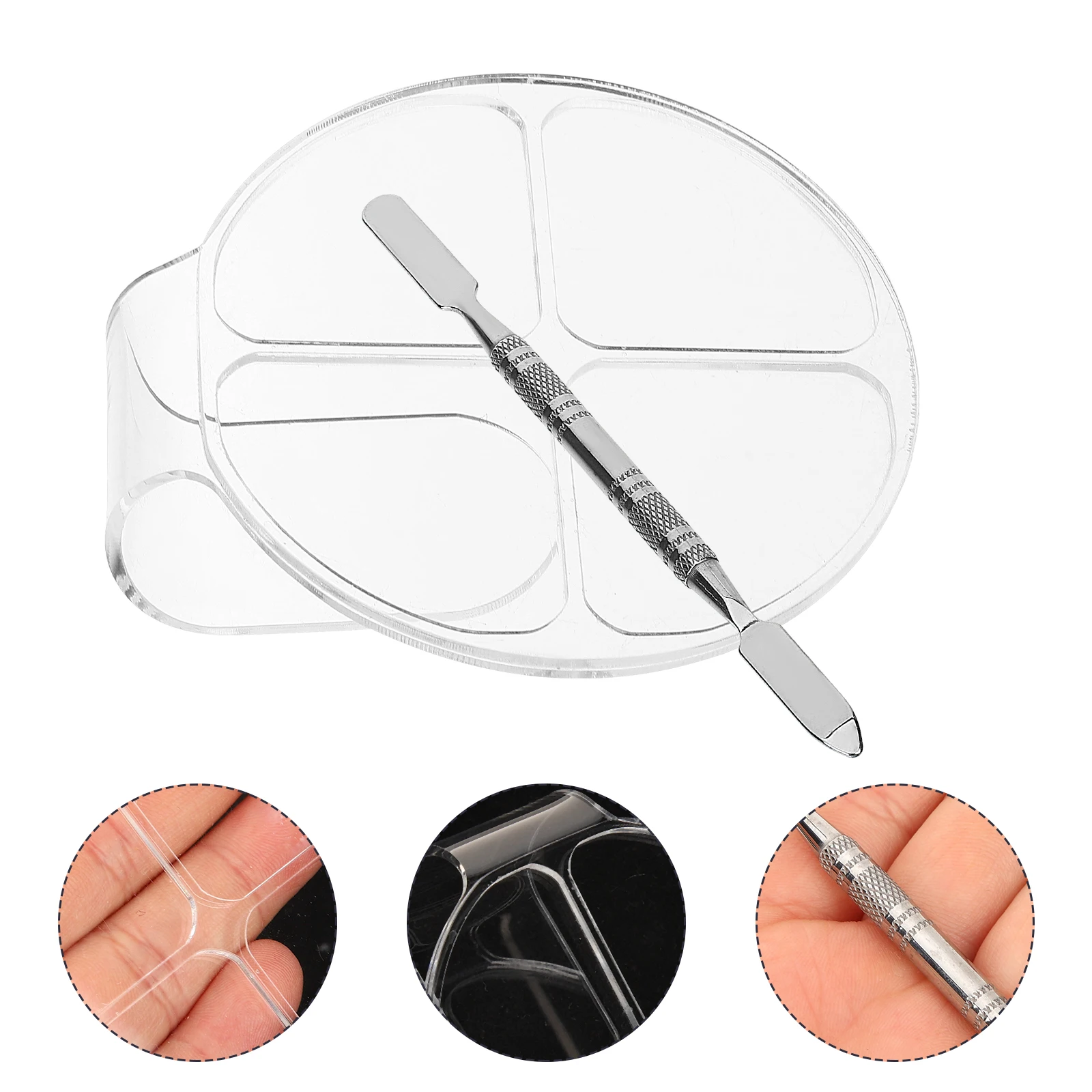 

2 Sets Acrylic Makeup Mixing Palette Spatula Color Mixing Plates For Nail Polish Eye Shadow Lipstick Foundation Tools