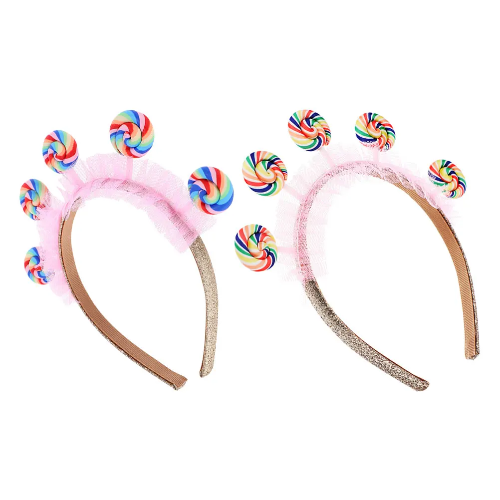 

2Pcs Lollipop Headband Pink Cartoon Kids Birthday Hair Accessories Girls Toddler Style Party Hat