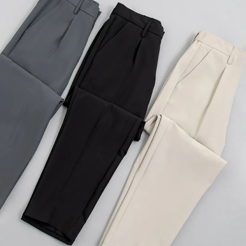 New Men's No-iron Formal Suit Pants Fashion British Formal Casual Trousers Black Gray Apricot Drape Elastic Male Trousers 28-38