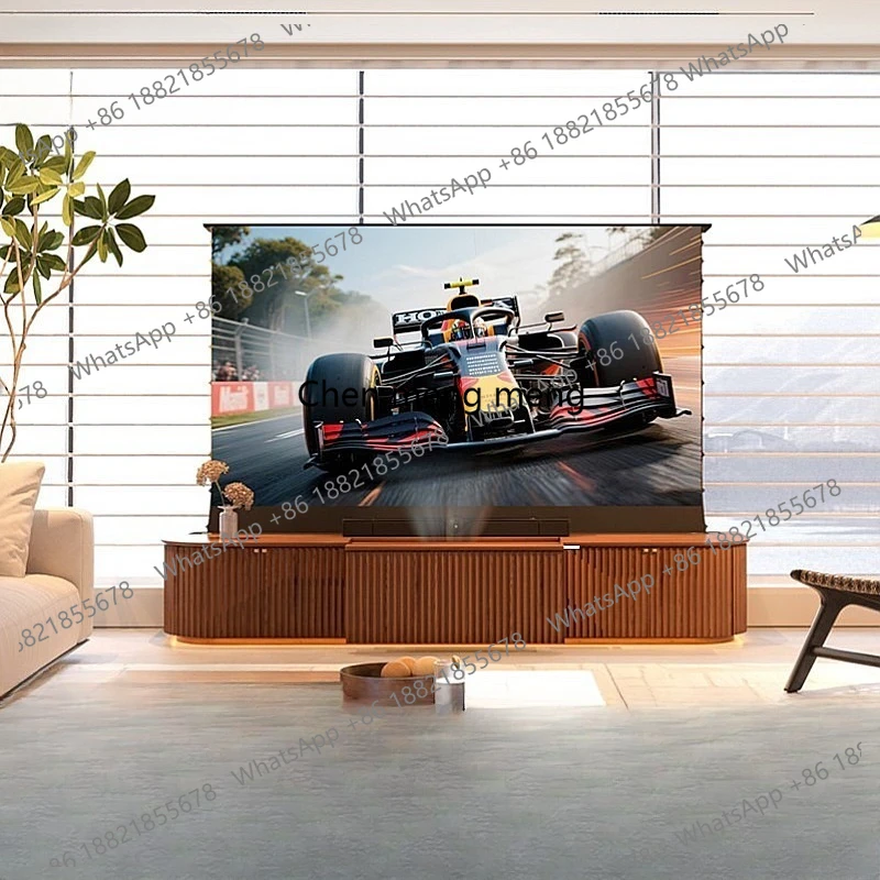 Home Cinema Tv Screen - Vollautomatischer Hebebildschirm aus Massivholz mit integriertem