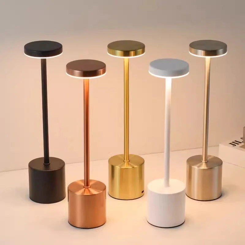 USB Metal Rechargeable Table Lamp Desk Light 3 Colors Adjustable Creative Ambient Desktop Mood Mini Lighting Bedside Decorative