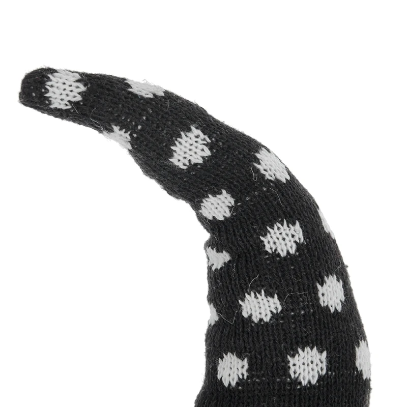 قماش 6.3x4.3x25 يجلس جنومًا أسودًا مع عصا المكنسة وأرجل ناعمة، لديكور الهالوين