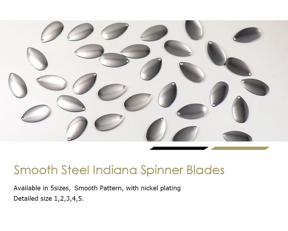 Countbass 50pcs Size 1,2,3,4,5 Nickel Plating Steel Smooth Indiana Spinner Blades Nickel Finish, DIY Fishing Lures, Tackle Craft