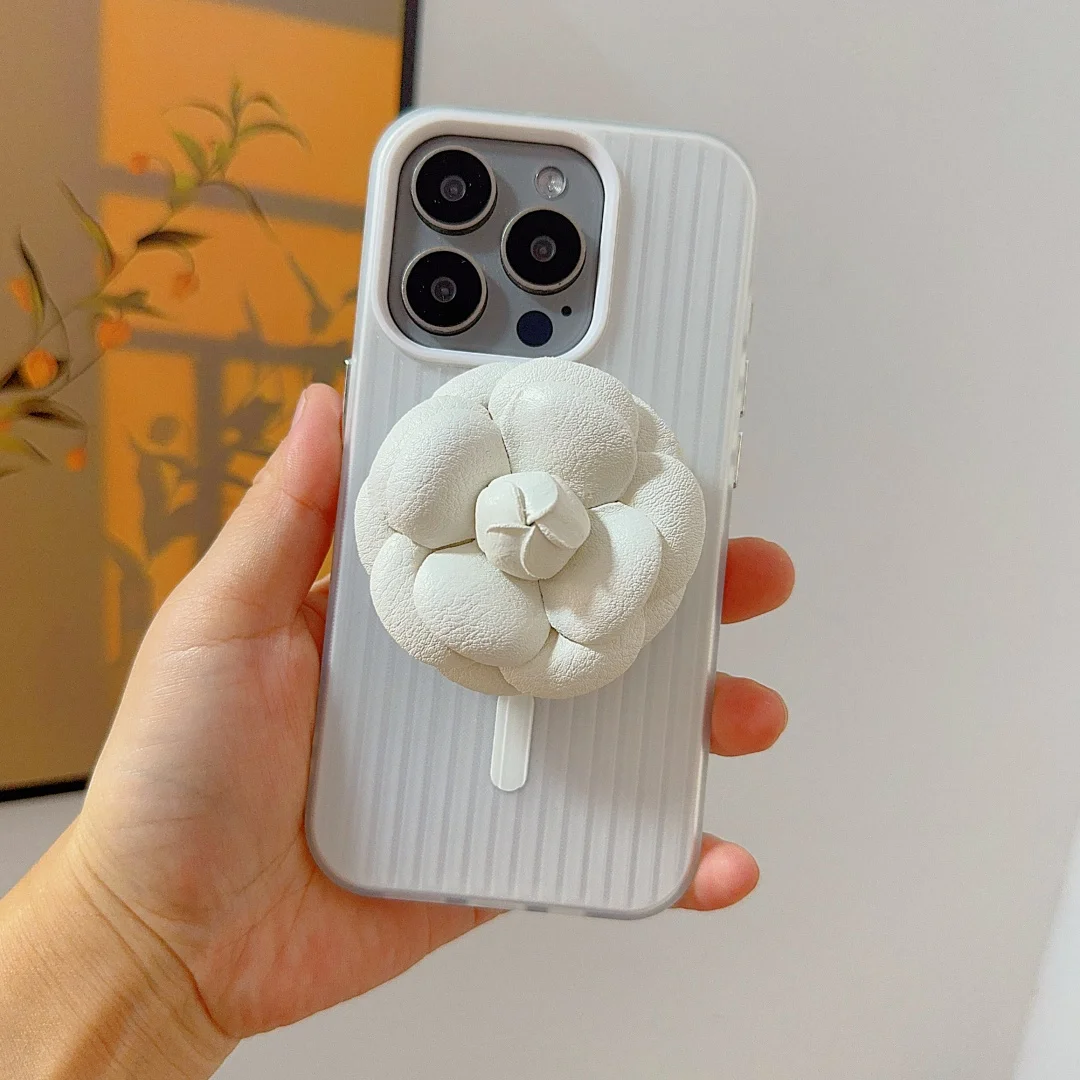

For Magsafe Magnetic 3D petal flower Phone Holder Case for iPhone 17 16 15 14 Phone Cover 13 Pro MAX Hard Shockproof Back Funda
