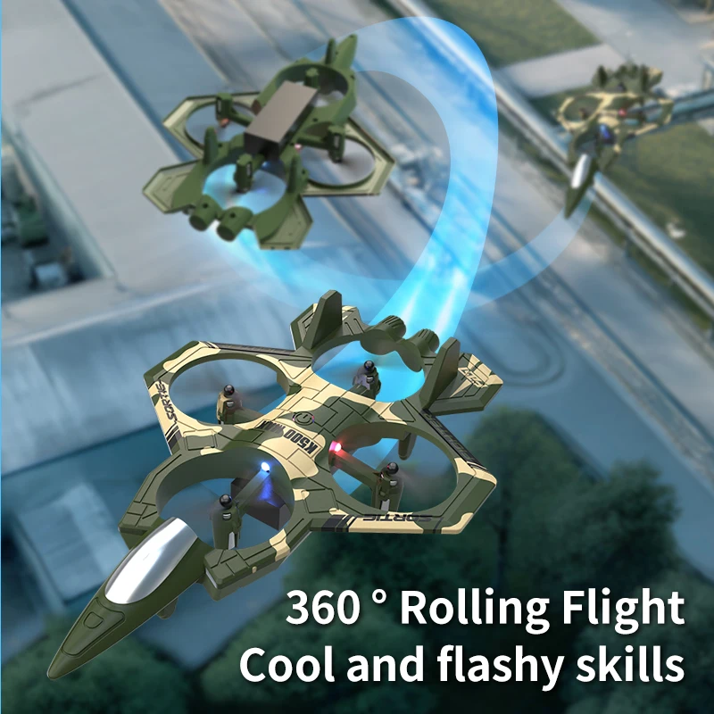 K500Max 전투기 쿼드콥터 드론 스턴트 라이트 RC 비행기 네 채널 고도 유지 회전 특수 효과