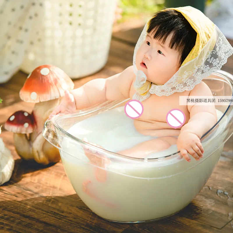 Newborn Photography Props Baby Acrylic Milk Bathtub Soaking Shower Baby Photo Shooting Bed Furniture Photography Accessories