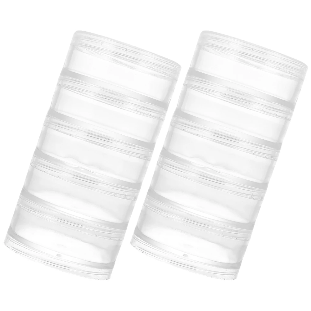 

2pcs Plastic Storage Jars For Jewelry Earring Beads Organizer Box Stackable Transparent Container Small Items Holder