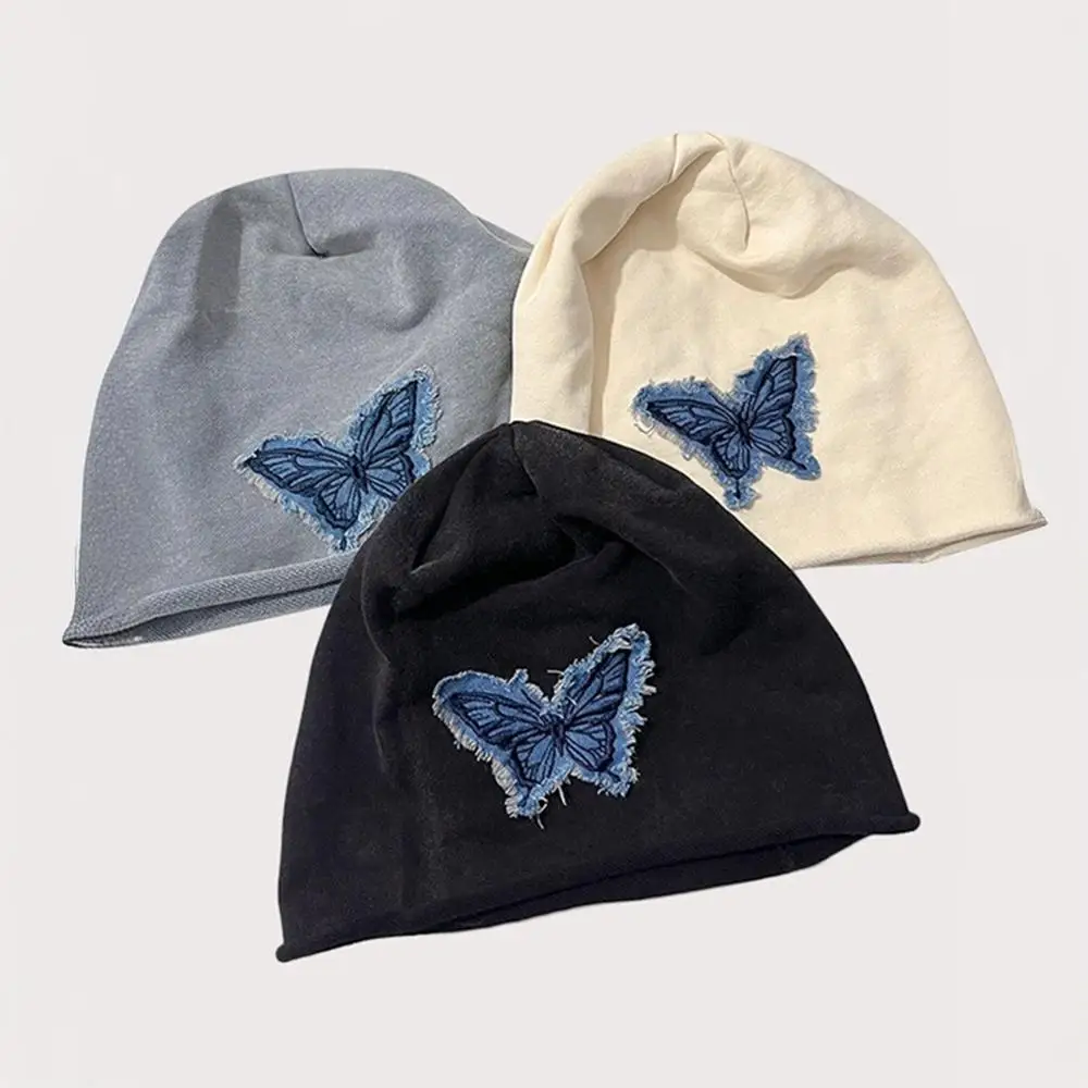 Women's Retro Butterfly Penny Cap Temperament Trend Set Head Cap Fashion Head Wrap Hat Autumn and Winter Knitted Cap