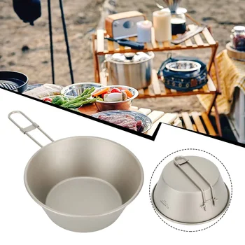 시에라 보울 컵 세트, 티타늄 야외 식기, 캠핑 및 피크닉용, 접이식 캠핑 보울 냄비, 메쉬 백 포함, 300 ml, 450ml, 1 개