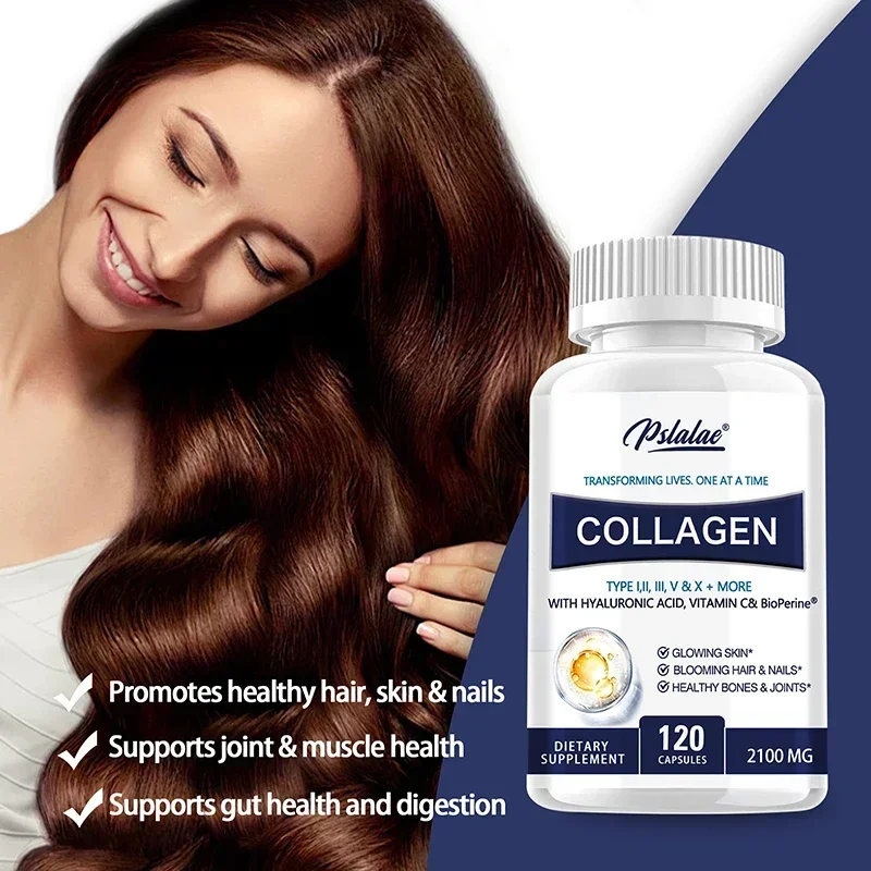 

Collagen Capsules - Anti-Aging, Reduce Wrinkles, Brighten Skin, Promotes Healthy Hair, Nails and Skin, with Contains Vitamin C