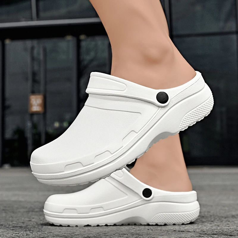 Kitchen Slippers Men Women Clogs Non-slip Waterproof Oil-proof Work Garden Shoes Nursing Resistant Cook Chef Shoes Rain Boots