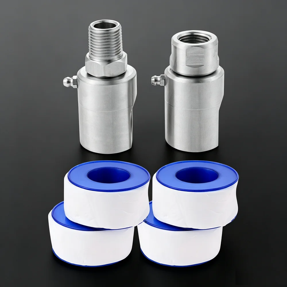 1/2Inch Stainless Steel Swivel Joint Grease Zerk MXF or FXF 5000 PSI High Pressure Heavy Duty Lark Proof Garden Hose Fittings