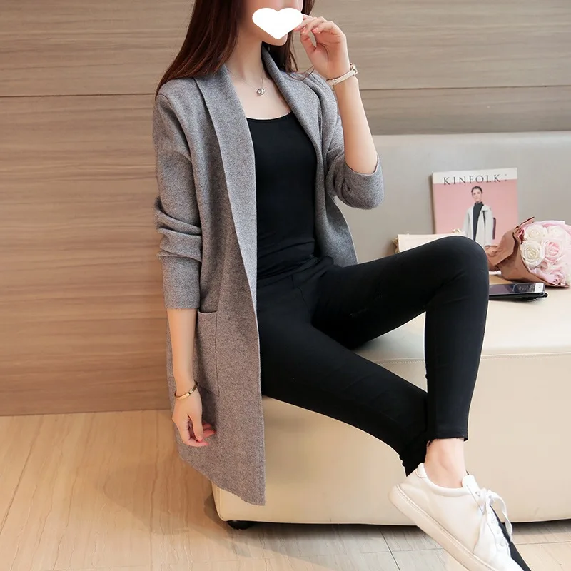 2024 Spring and Summer All-Match Mid-Length Sweater Coat Women\'s Loose Knitted Cardigan Top