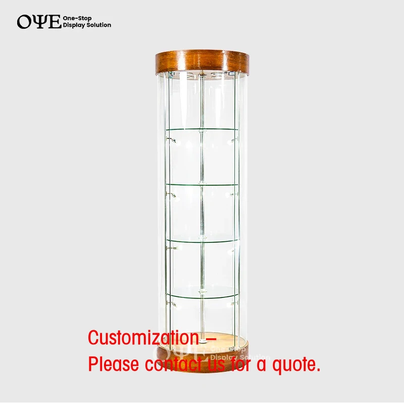 custom.Custom Round Tower Glass Display With Spot Light