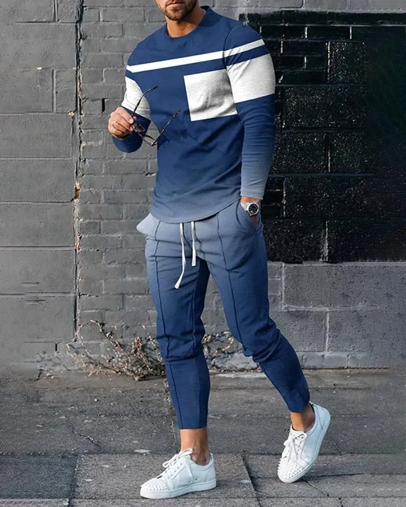 

Men's Sports Shirt Set 3D Printing Gradient Hoodie Sports Shirt Pants Men's Sports Clothing Set Casual Fashion Sports Clothing