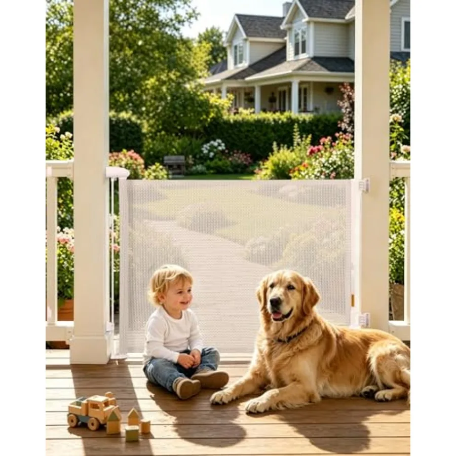 

Retractable Baby Gate, Exquisite Rattan Mesh, 33" Tall, Expands to 55" Wide, Dog Gate for Stairs, Doorway, Hallway, Indoor/Outd