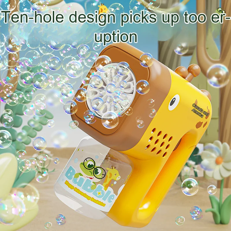 New GiraffeElectric Automatic Light Bubble Machine Bubbles Gun Summer Beach Bath Outdoor Game Fantasy Toys for Children  Gift