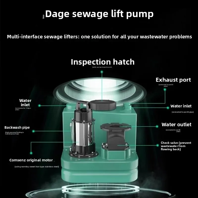 Villa basement lift pump, household smart kitchen bathroom automatic lift pump sewage commercial