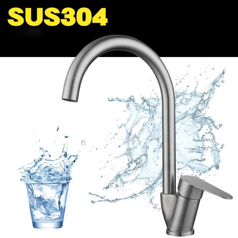 

Kitchen Faucets Stainless Steel Brushed Mixer Single Handle Kitchen Faucet Mixer Sink Tap Cold and Hot Water Kitchen Faucet