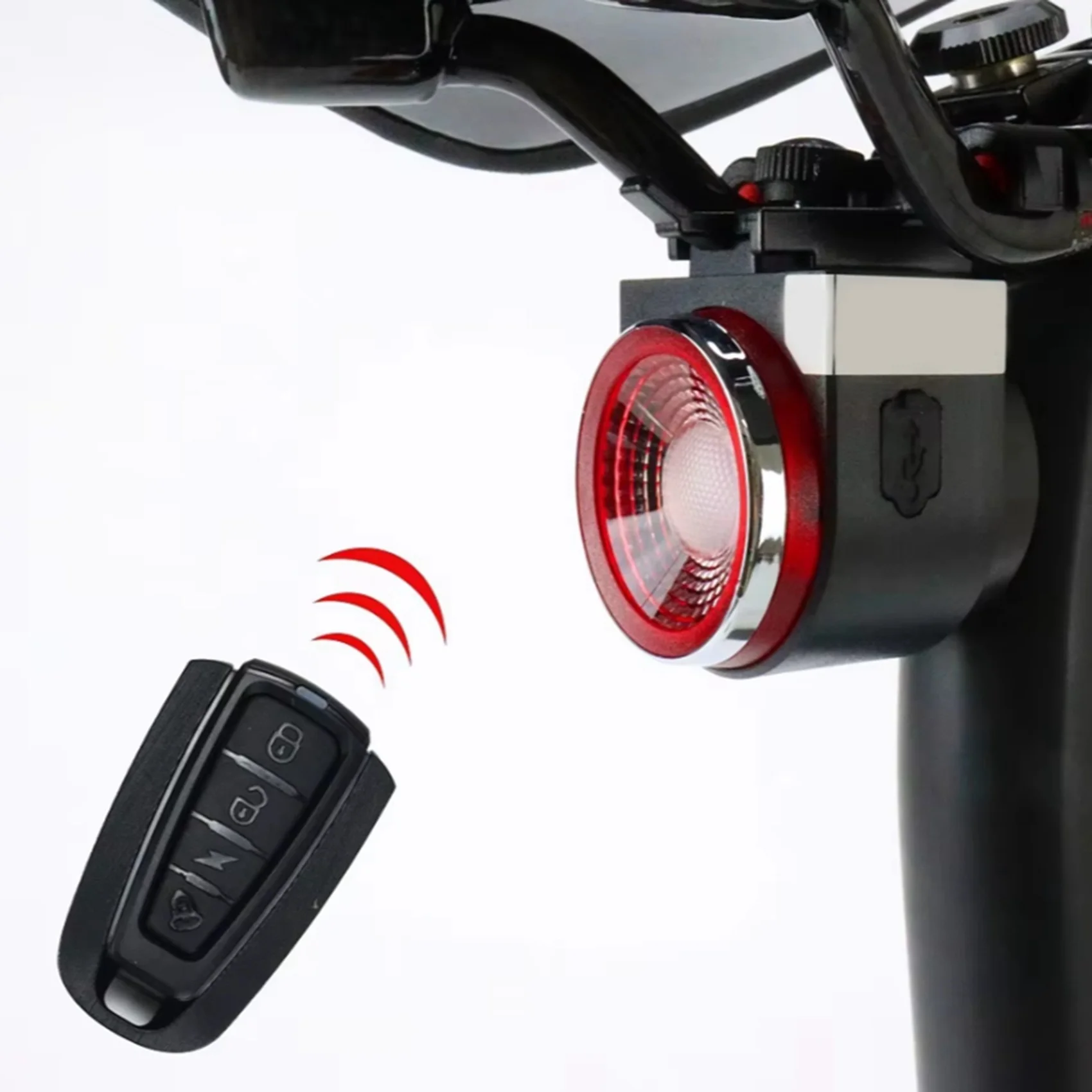 

HOES-2X A8 Pro Bicycle Rear Lamp With Brake Lights Remote Call Wireless Control Burglary Alarm Bike Finder And Horn Bell