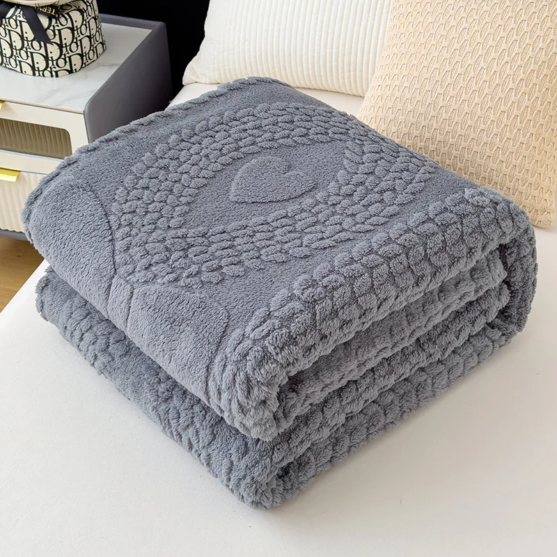 Taffeta Velvet Solid Jacquard Blanket Warm Skin-Friendly Coral Fleece Blanket Multi Functional Sofa Cover for Office Napping