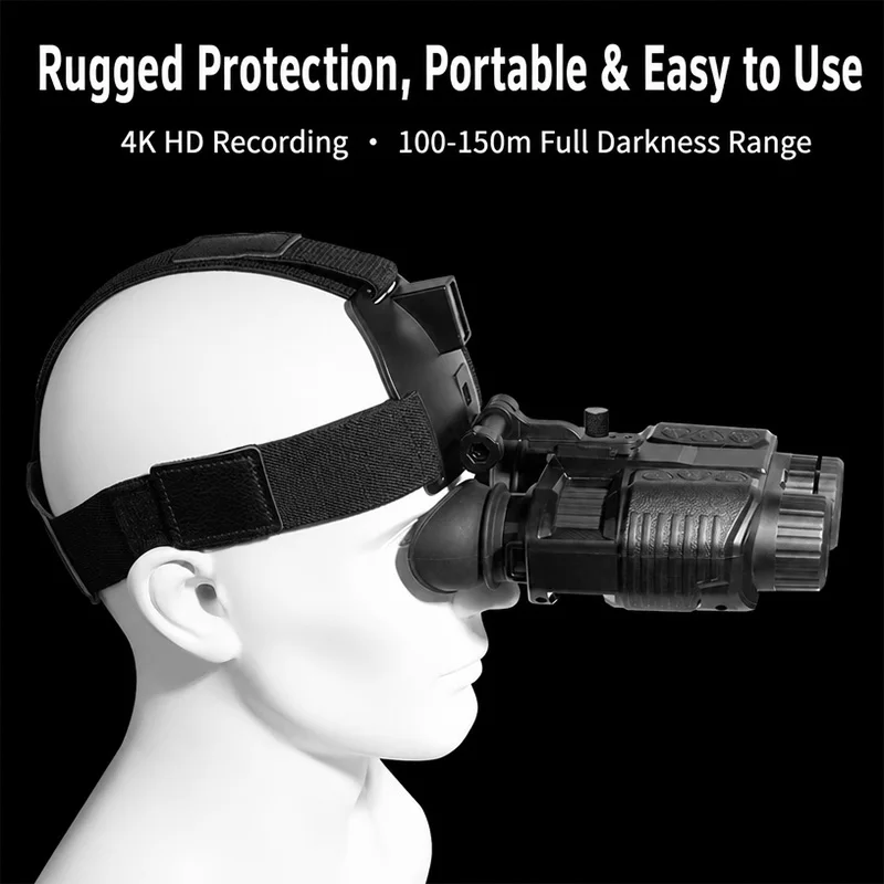 Head Mounted Night Vision Goggles 10X Digital Zoom 4K HD Infrared Binoculars 850nm 9 Levels Hands Free Helmet for Hunting