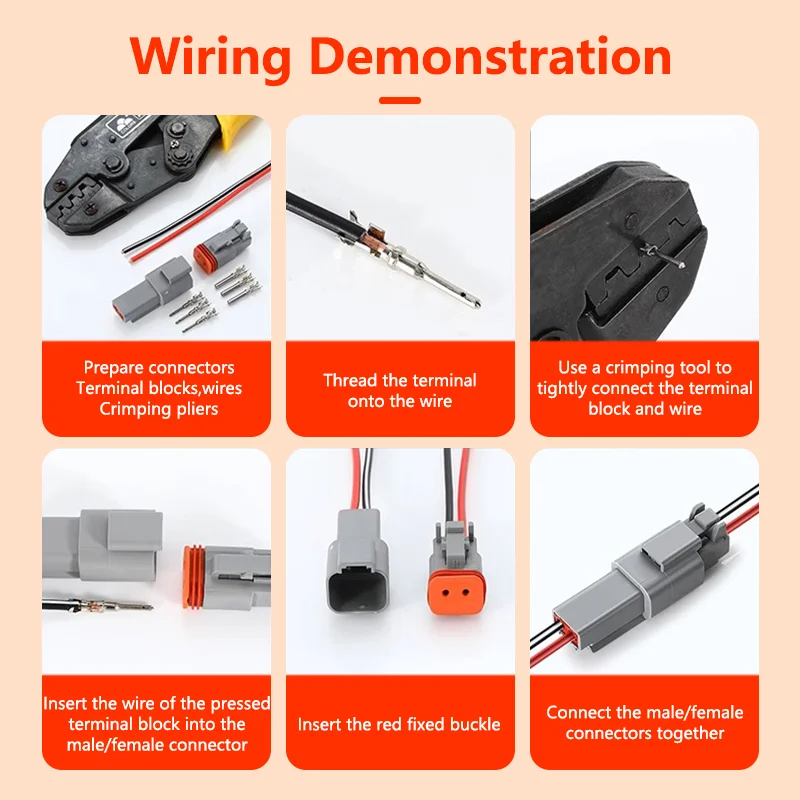10 set konektor tipe Deutsch pria wanita tahan air konektor DT 2-Pin Dt04-2p Dt06-2s 8202612040, dapat disegel, 2 posisi