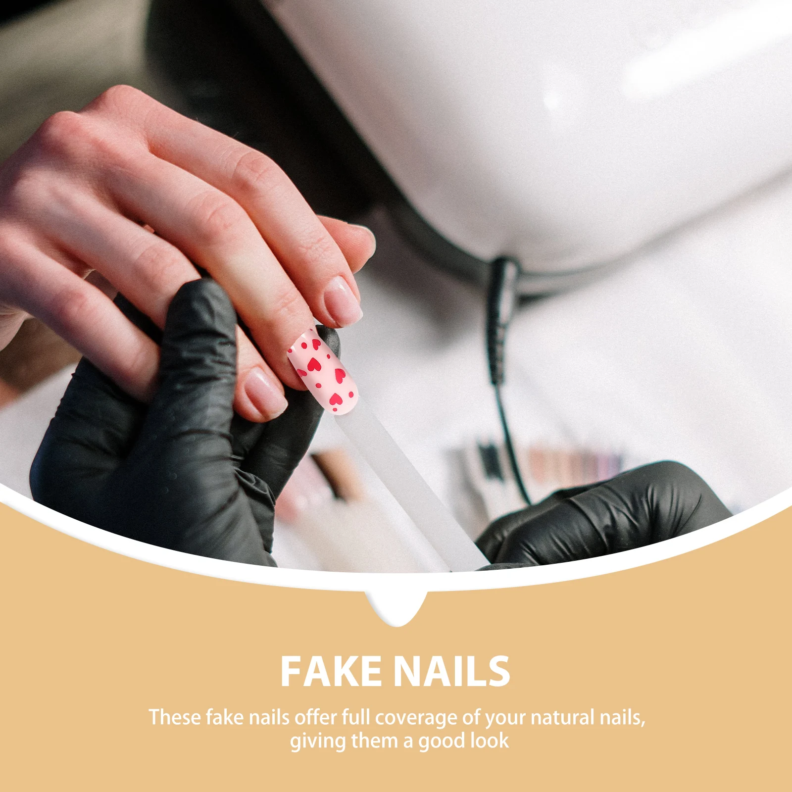 

24Pcs Heart False Nails on Nails Full Cover Valentine Day Nail Tips Durable ABS Heart Nail Press on