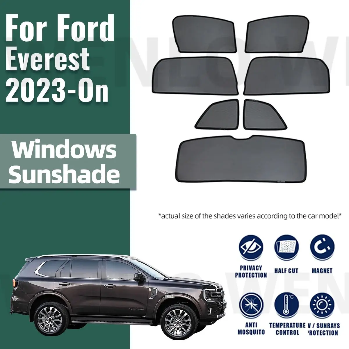 

For Ford Everest 2023 2024 2025 Magnetic Car Sunshade Shield Front Windshield Curtain Window Uv Protection Sun Shade Visor Blind