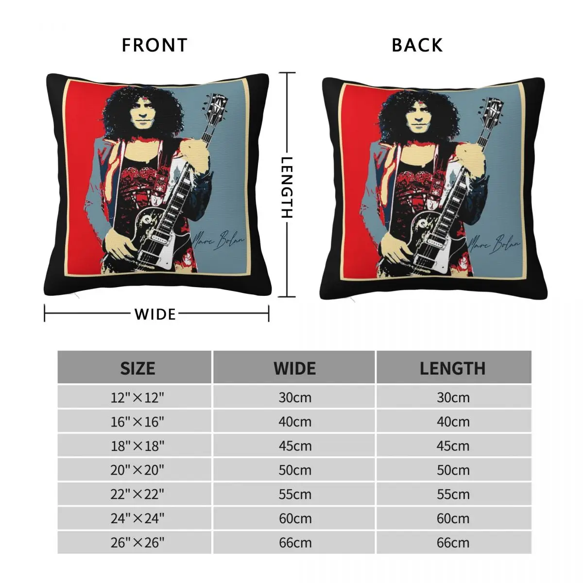 Marc Bolan Hope Vintage Square Pillowcase Polyester Linen Velvet Creative Zip Decor Pillow Case Car Cushion Cover