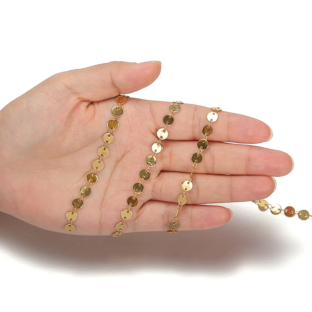 1meter Stainless Steel Round Sequins Chains Gold Color Cable Chain for Jewelry Making DIY Accessories