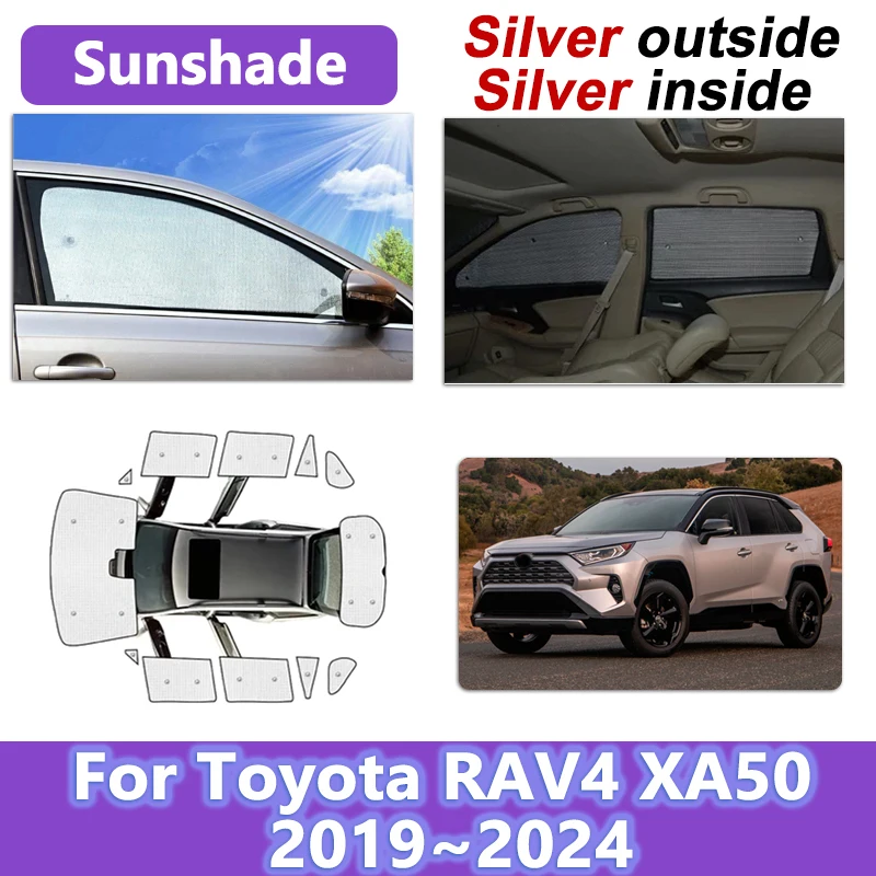 

For Toyota RAV4 Accessories XA50 2019~2024 Sun Sunscreen Window Curtain UV Protection Sunshade Drop Temperature Car Accessories