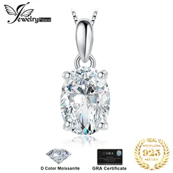 JewelryPalace Moissanite D Color 1ct 2ct Oval S925 Sterling Silver Pendant Necklace for Woman No Chain Yellow Rose Gold Plated