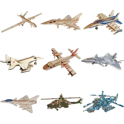 Wooden DIY Jigsaw 3D Puzzle Handmade Assemble Painting Airplane Plane Model Toys For Children Kids Handicraft Flying Assemble