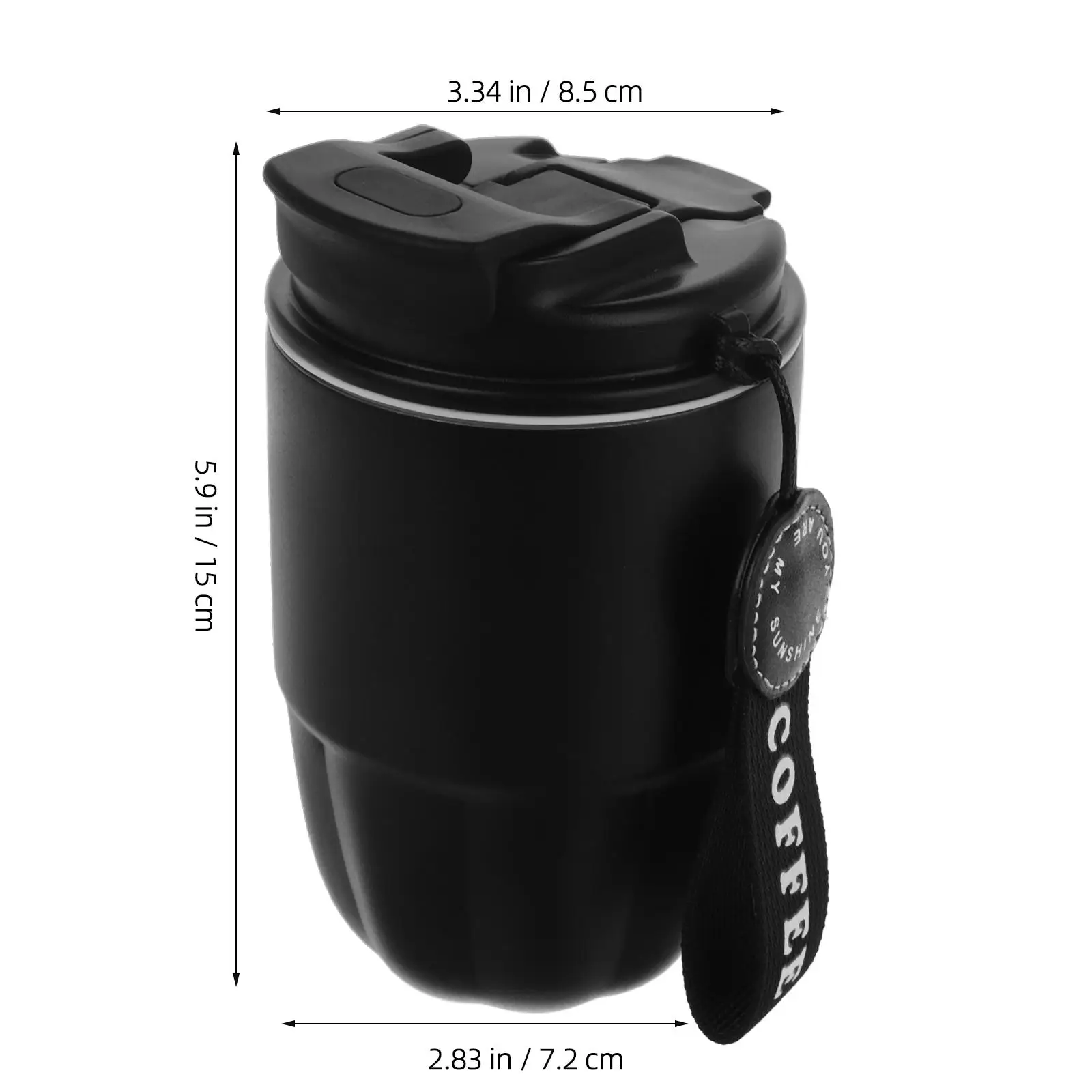 Taza de café portátil de acero inoxidable de 320 Ml, vaso térmico reutilizable de doble pared aislado, vidrio negro a prueba de fugas para viajes de oficina