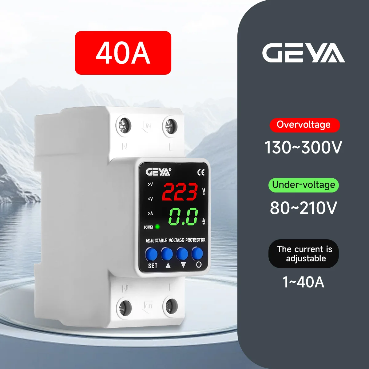 GEYA 40A/63A/80A Einstellbare Überspannung und Unterspannung Schutzgerät Schutz Relais Grenze mit Überstromschutz – Detail 9
