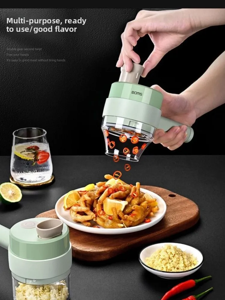 4In1 Electric Vegetable Cutter Set Handheld Wireless Electric Garlic Masher Food Chopper Meat Grinder Machine Food Peel Slice