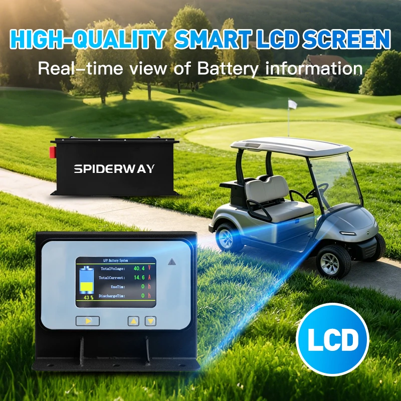 48V 105Ah Golf Cart LiFePO4 Lithium Battery w/ 48V 25A Charger for EZGO RXV TXT 6000+ Cycle Support Bluetooth