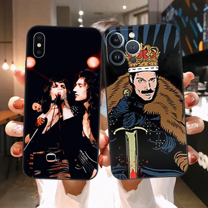 Soft Phone Cases For iphone 16 15 14 13 12 11 Pro XS Max Mini XR 7 8 Plus 16ProMax Freddie Mercury Queen Band Black Matte Cover