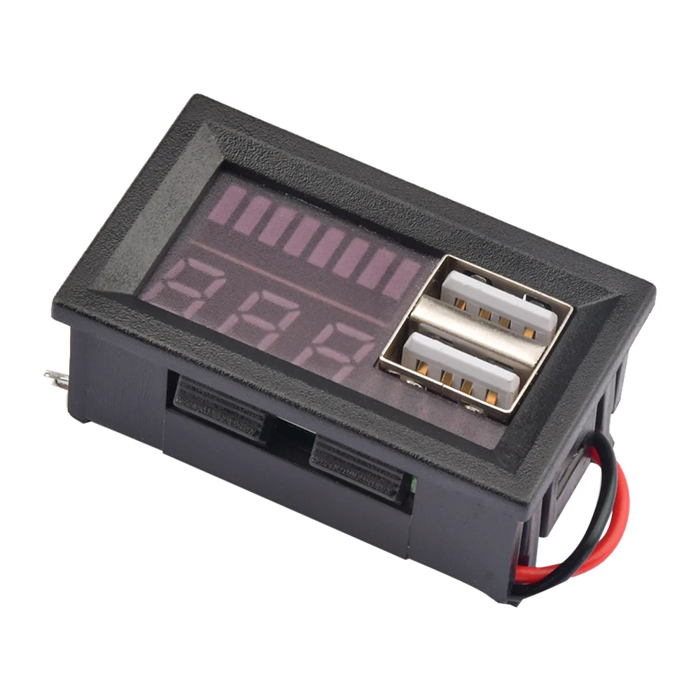 USB 5V 2A Car Voltmeter Voltage Meter Panel 12V 4S Lithium Battery Capacity Indicator Power Tester Li-ion Lead Acid LED Display