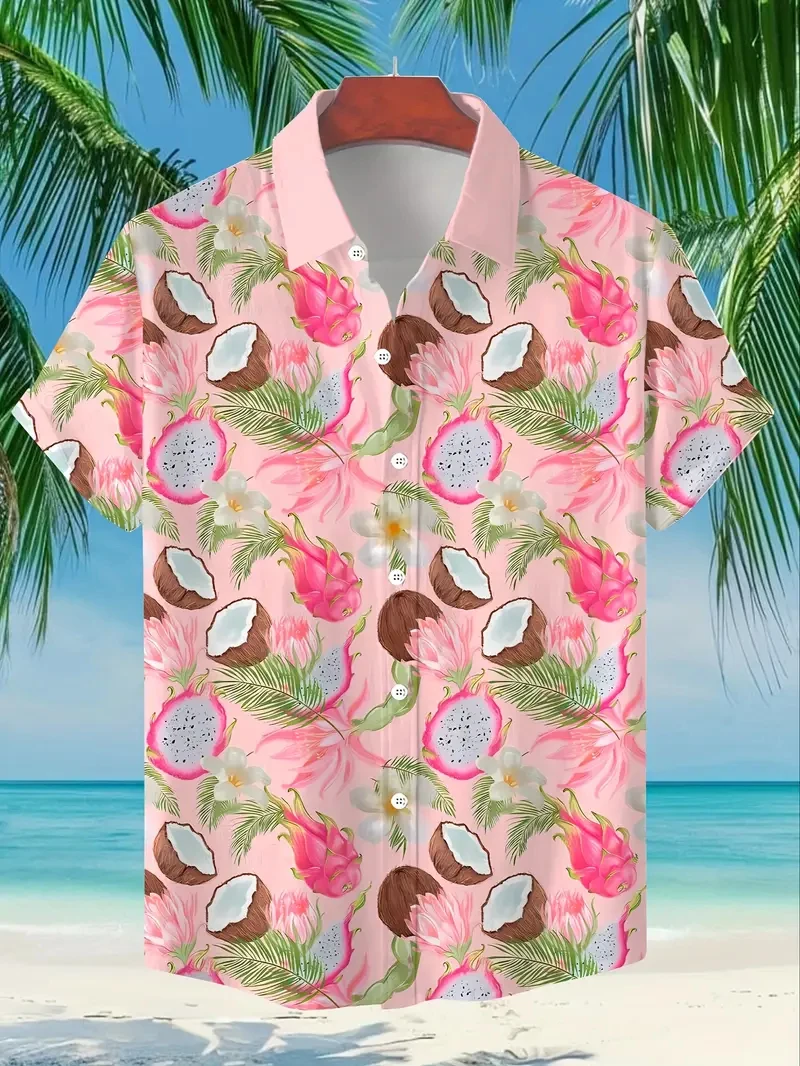 

Men's Shirt Lemon Graphic Alohas Shirts 3D Printed Tropical Fruits Short Sleeve Button Blouse Streetwear Women Hawaiian Shirt