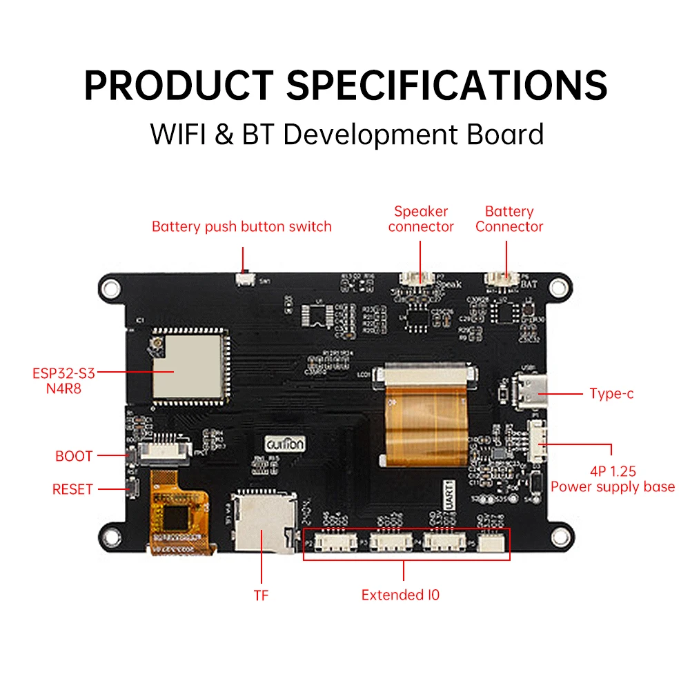 ESP32-S3 4.3 polegadas 5 polegadas IPS 480*272 módulo de exibição LCD tela de toque capacitiva com placa de desenvolvimento WIFI e Bluetooth