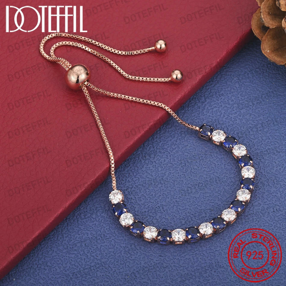 Luxuriöses 925 Sterling Silber 8-Zoll Exquisites Farbiges Zirkon-Armband für Damen, Glamouröses Hochzeitsgeschenk-Accessoire