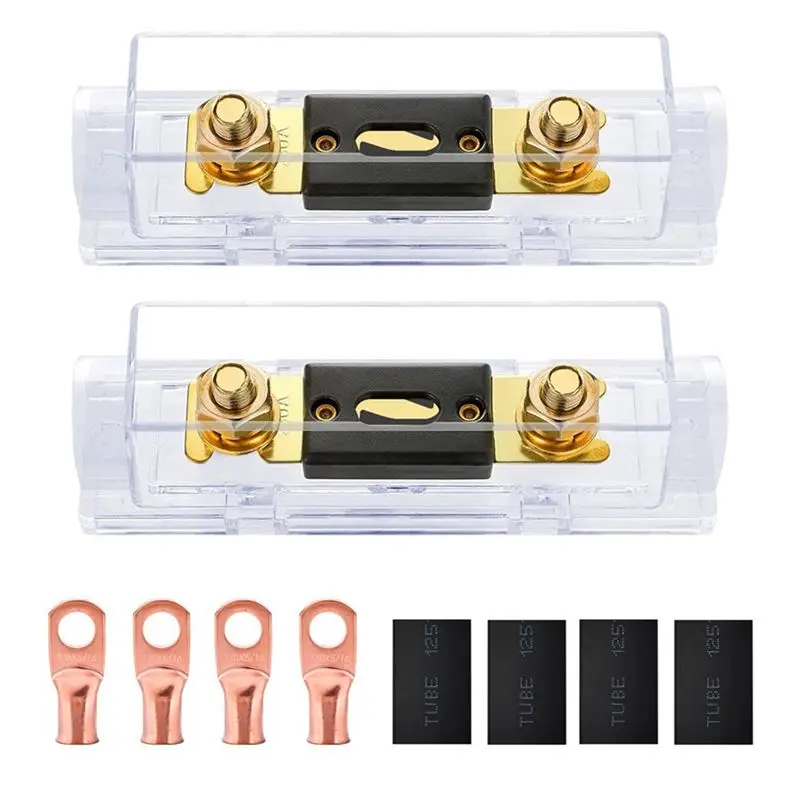 B09A 2Pcs ANL Fuse Holder Bolt-on Fuse Car Fuse Holders Fusible Link with Fuse 100A Fuses AMP for RV Car Solar