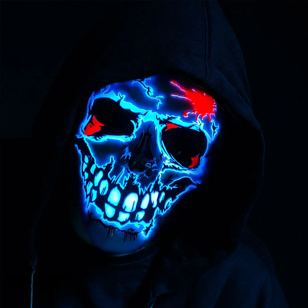 

3D Stereoscopic Glow Mask LED Halloween Gost Mask Cold Light Horror Cosplay Ornament Party Prank Toys AC187