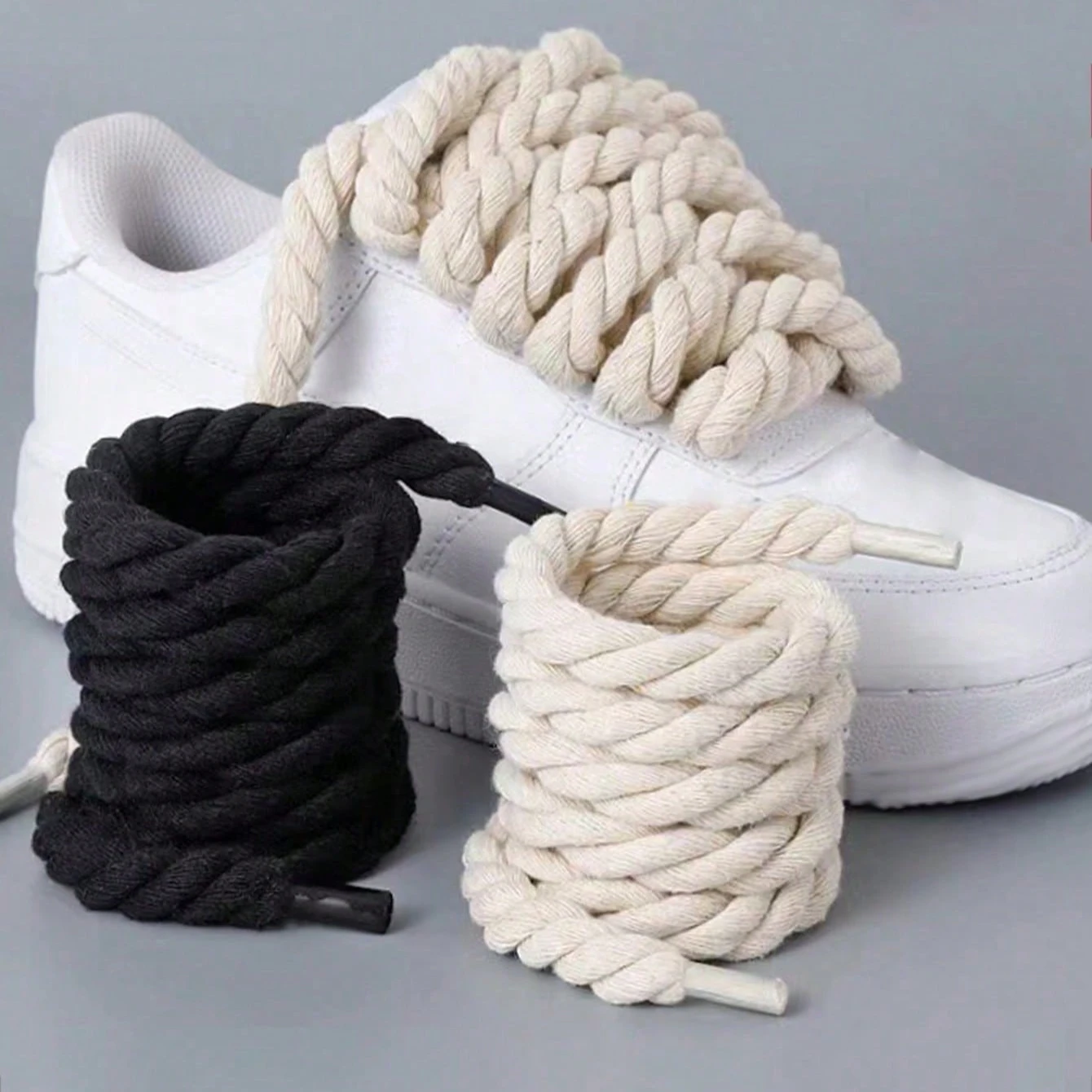 Colorful 8mm×120cmThick Hand-Woven 3-Strand Shoe Laces - Insole Decor for Sneakers/Boots Trend EU/US/JP/KR Bestseller Shoelaces